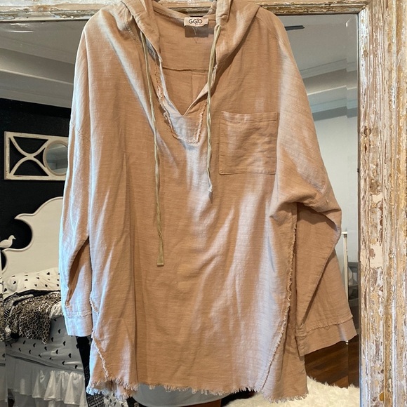 GIGI C Tops - GIGI C Tan Hoodie Sweatshirt
